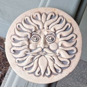 Vintage Wenzel Pottery 70s California Style Tile Face Sun Neutral Cream Tan